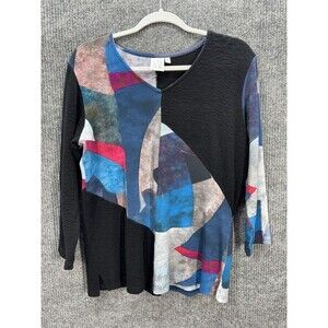 Parsley & Sage Mix Textured Top Women’s Small Multicolor 3/4 Sleeve Abstract
